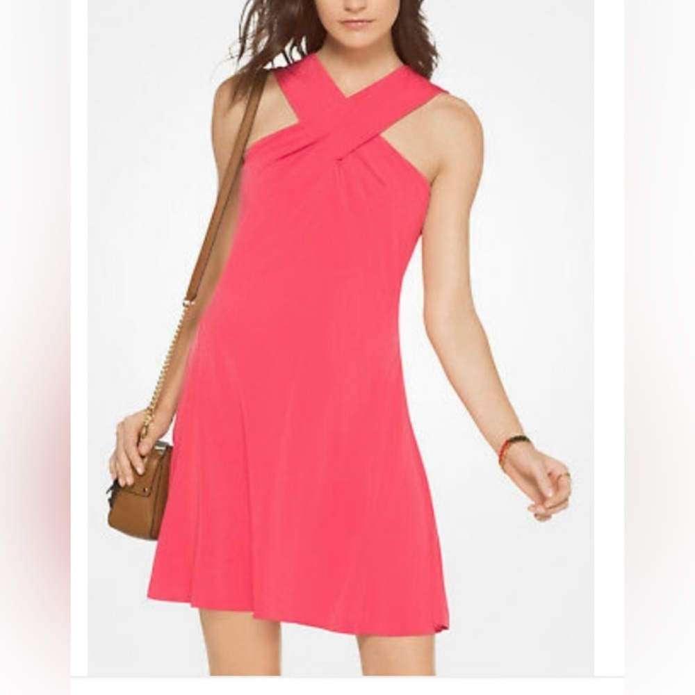Michael Kors pink crisscross neck dress